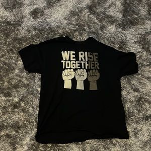 We rise together blm cotton shirt with fists on it